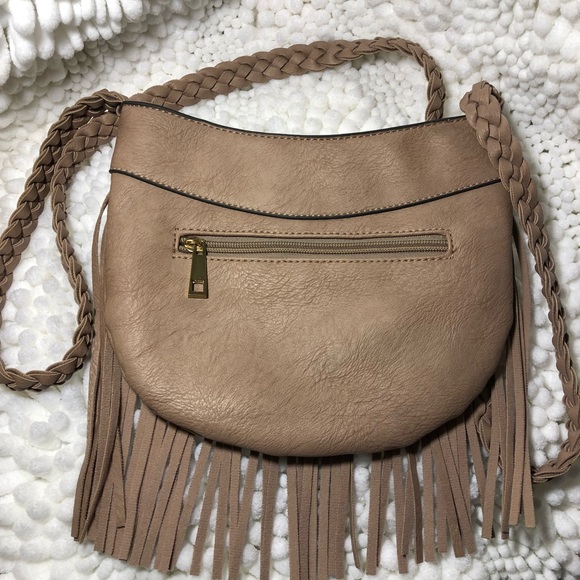 Mellow World dusty rose boho crossbody fringe bag - Picture 3 of 6